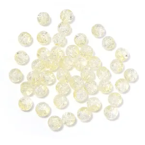 Cracked glass round beads light yellow DIY handmade jewelry making spacer beads accessories