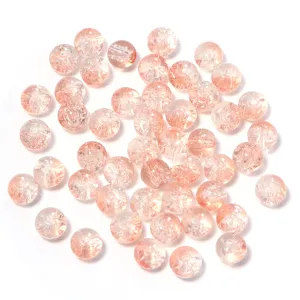 Pink crackle glass beads for DIY handmade jewelry, necklaces, bracelets, and crafting accessories.