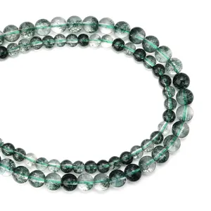 Green phantom crystal loose beads for DIY bracelets, natural gemstone spacer bead.