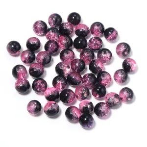 Dual color crackle glass round beads for DIY handmade jewelry necklace bracelet accessories