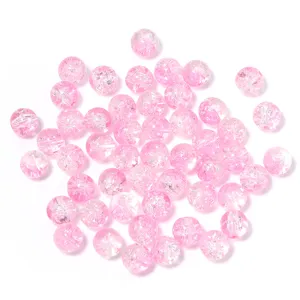 Pink crackle glass beads for DIY handmade jewelry crafting, charm bracelets, and necklaces