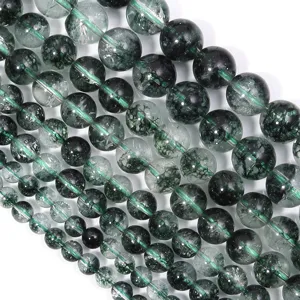 Natural green phantom crystal loose beads for DIY handmade bracelets and jewelry making.