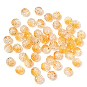 Two-color crackle glass round beads DIY handmade beaded jewelry making spacer accessories