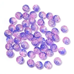 Two-color crackle glass round beads for DIY handmade jewelry, necklaces and bracelets making accessories.