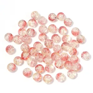Two-color crackle glass round beads for DIY handmade jewelry, necklaces and accessories.