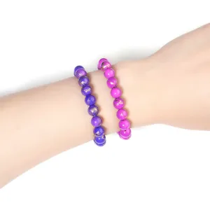 Set di bracciali con perline in turchese sintetico filo d'oro viola rosa gioiello