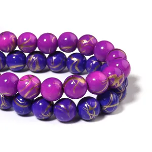 Perline in pietra turchese sintetica con design in filo d'oro perle sfuse accessori per bracciali