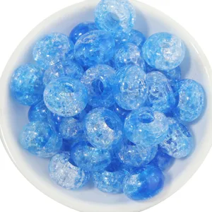 Blue crackle glass flat round beads DIY jewelry making bracelet necklace accessories loose beads