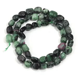 Piedra preciosa natural rubí zoisita cuentas ovaladas sueltas para pulsera collar de bricolaje