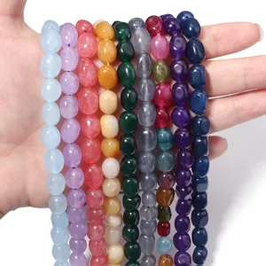 Perles en pierres gemmes naturelles colorées ovales irrégulières bricolage bracelet