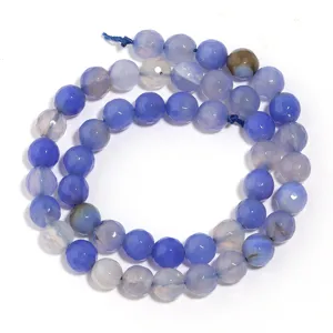 Perle di agata blu naturale sfaccettate per creazione di gioielli fai da te collana bracciale