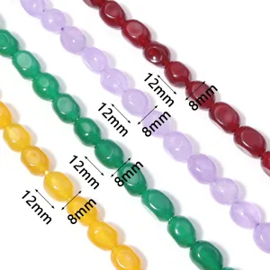 Perles en vrac de pierres précieuses ovales colorées bracelet collier de fabrication DIY