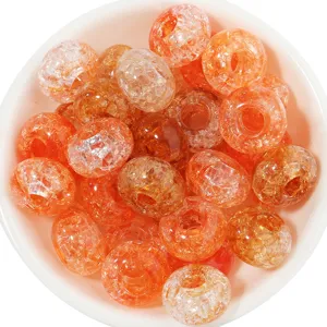 Orange crackle glass beads flat round crystal beads for DIY handmade jewelry making necklace