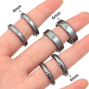 Hematite ring 4mm 6mm arc shaped non magnetic black stone DIY jewelry accessory detail view