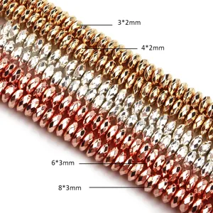 Cuentas de hematites facetadas cuentas espaciadoras para manualidades de joyería DIY