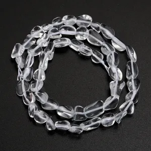 Hilo de cuentas de cuarzo transparente irregulares, ideal para la creación de joyas DIY.