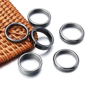 Non-magnetic black hematite ring blank arc shaped DIY jewelry accessories for pendant making.
