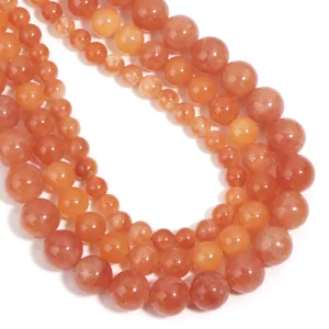 Natural orange sunstone round beads loose beads for DIY handmade jewelry making accessories