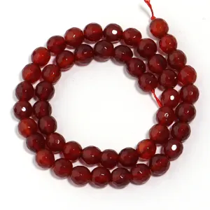 Filo di perle in agata rossa naturale sfaccettata per creazione di gioielli fai da te.