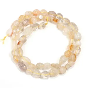 Hilo de cuentas de piedras preciosas ovaladas irregulares de cristal natural para detalle DIY.