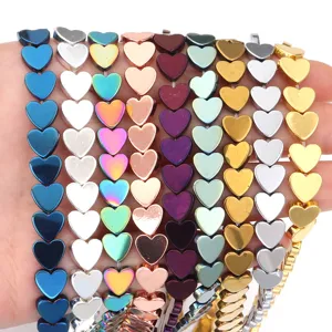 Galvanisierte Hämatit Perlen Herzform DIY Schmuckzubehör Für Halsketten Armbänder Bunte Metallische Lose Perlen