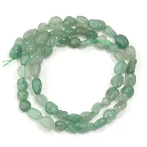 Hilo de cuentas de piedra caída irregular de aventurina verde natural para joyería