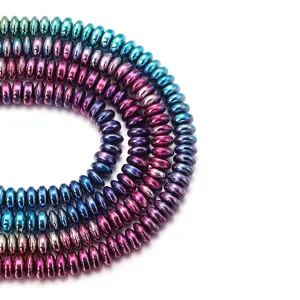 Cuentas de ábaco de hematites electrochapadas coloridas para hacer joyas de bricolaje.