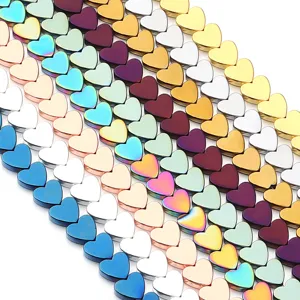 Bunte galvanisierte Herz-Hämatit-Perlen für DIY Schmuckherstellung Armbänder Halsketten Zubehör