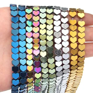 Herzförmige Hämatit Perlen bunte DIY Schmuck Zubehör lose Edelstein Stränge für Basteln