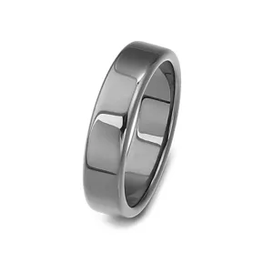 Smooth polished dark gray hematite ring band detail shot for DIY jewelry making accessories.
