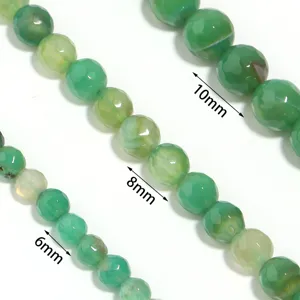 Perline sfaccettate in agata verde naturale di pietra preziosa per gioielli DIY 6mm 8mm