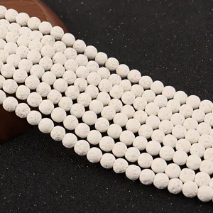 White lava rock stone beads natural volcanic round loose beads for DIY jewelry making abc