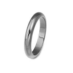 Black hematite ring band detail shot, smooth polished arc surface for DIY jewelry making.