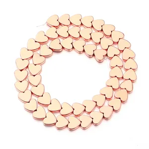 Roségold Herz Hämatit Perlen flacher Bogen DIY Schmuck Zubehör Halskette Armband Strang