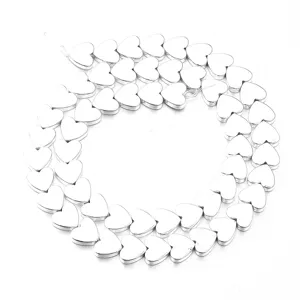 Silberfarbene Herz Hämatit Perlen DIY Schmuck Accessoires flacher Bogen Herzform Strang Halskette.