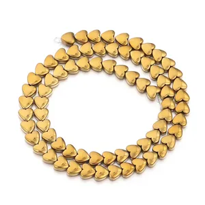 Vergoldete Herz Hämatit Perlen lose DIY Schmuck Accessoires für Armbänder Halsketten