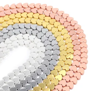 Galvanisierte herzförmige Hämatit Perlen für DIY Schmuckherstellung, bunte Abstandsperlen.