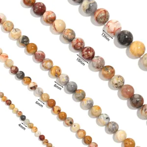 Crazy Lace Agate round beads loose gemstone strands in multiple sizes for DIY jewelry making