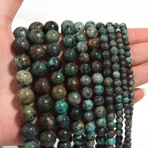 Cuentas redondas de turquesa africana natural para joyería DIY pulseras collares.