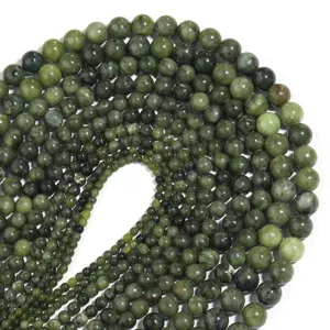 Natural southern jade loose beads round shape for DIY bracelet jewelry making accessories