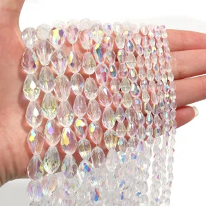 Faceted crystal drop beads AB color loose strands for DIY handmade jewelry accessories