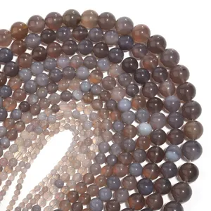Natural grey agate round loose beads DIY bracelet semi-finished jewelry accessories wholesale