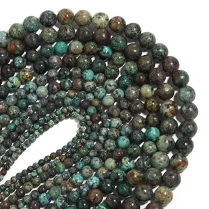 Cuentas Redondas de Turquesa Africana Natural Gemas Sueltas para Pulsera Collar Joyería DIY