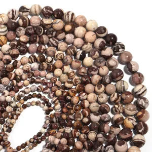 Australische zebrajaspis losse kralen, natuurstenen ronde kralen voor DIY sieraden detail.