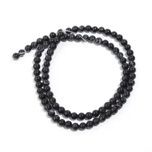 Perline di agata strizzata nera perline rotonde in pietra naturale accessori per gioielli fai da te
