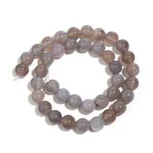 Natural grey agate loose beads round gemstone DIY bracelet jewelry making half finished wholesale
