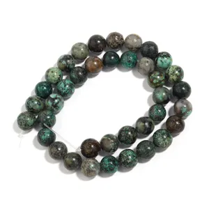 Cuentas redondas de turquesa africana natural para joyas hechas a mano pulseras al por mayor.