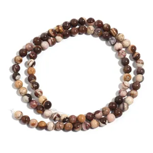 Natuurlijke zebra jaspis steen ronde losse kralen voor DIY handgemaakte armbanden kettingen details.
