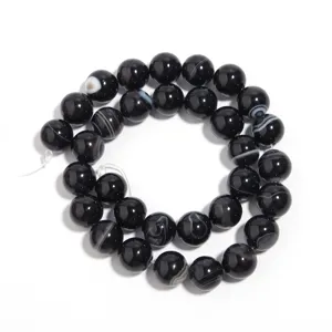 Perline tonde in agata nera naturale accessori per gioielli fai da te pietre all'ingrosso