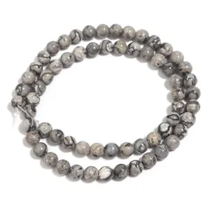 Natural grey map stone round loose beads for DIY handmade jewelry making bracelets and necklaces